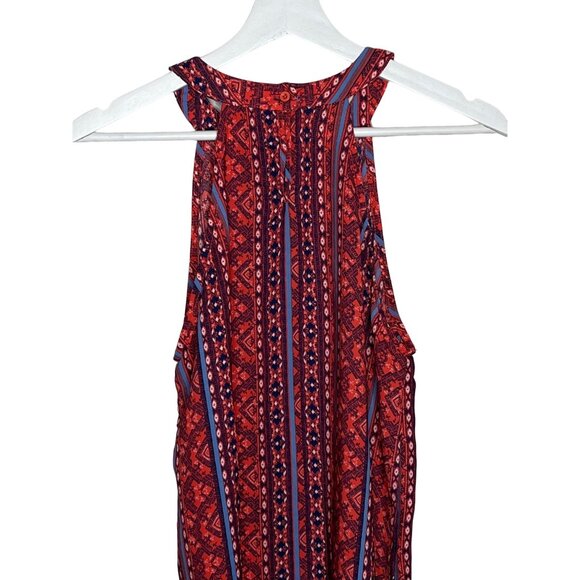 Paper Crane Sleeveless Tank Blouse Medium Red Blue Boho Festival Style - Picture 10 of 12